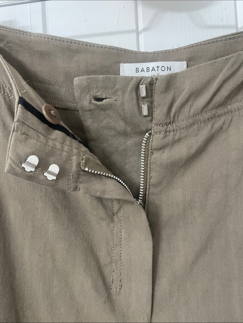 Babaton Linen Halton Olive-Tone Wide-Leg culottes/pants - 10 - Picture 4 of 9